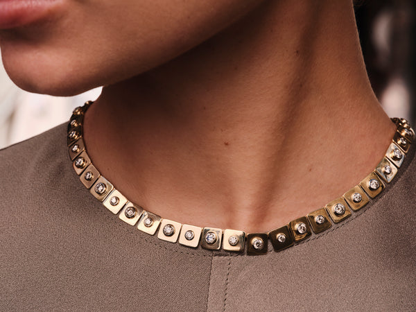 Ileana Makri Large Tile Diamond Necklace