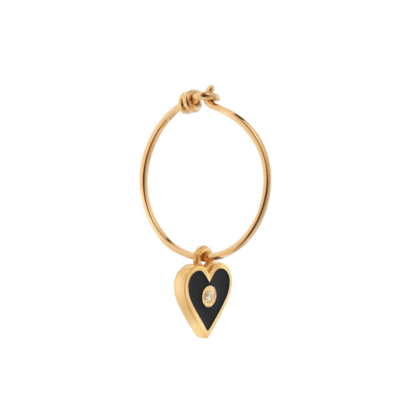 Ileana Makri Little Love Black Enamel Hoops