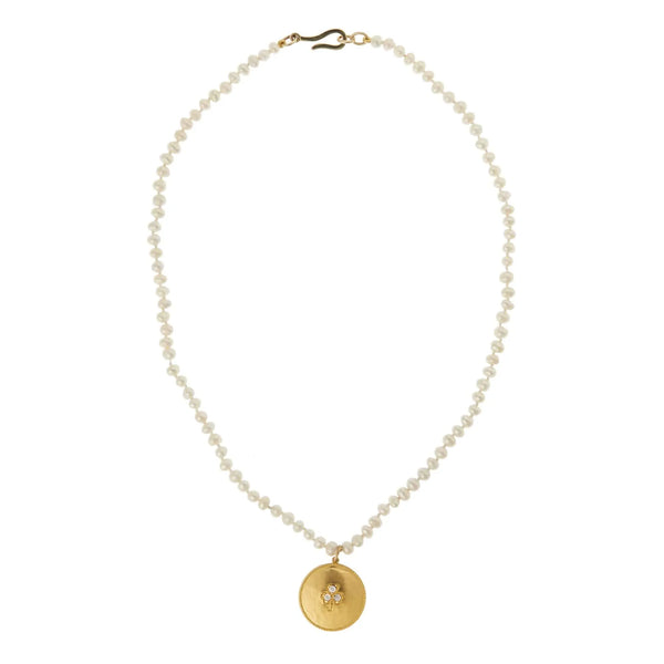 Ileana Makri Lucky Clover Pearl Necklace (40cm)