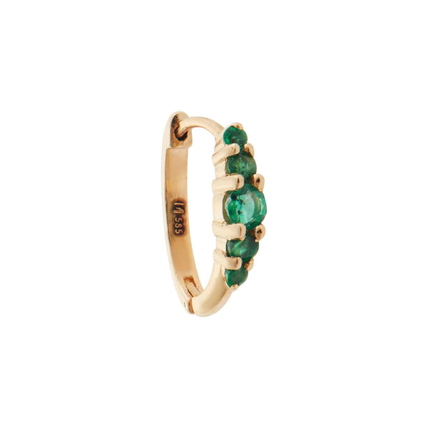 Ileana Makri Medium Oval Hoops 5 Emeralds Rivulet