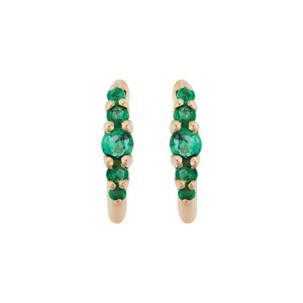 ileana makri Medium Oval Hoops 5 Emeralds Rivulet