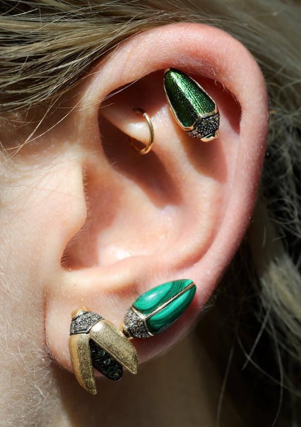 Ileana Makri Mini Scarab Gold Fly Wing Stud