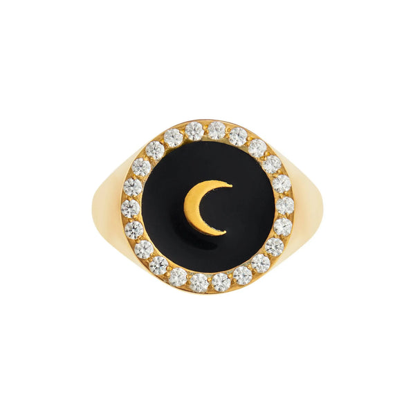 ileana makri Moon Enamel Crystal Chevalier Ring