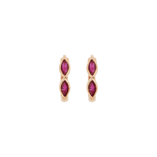Ileana Makri Navette Ruby Mini Hoops P-RU