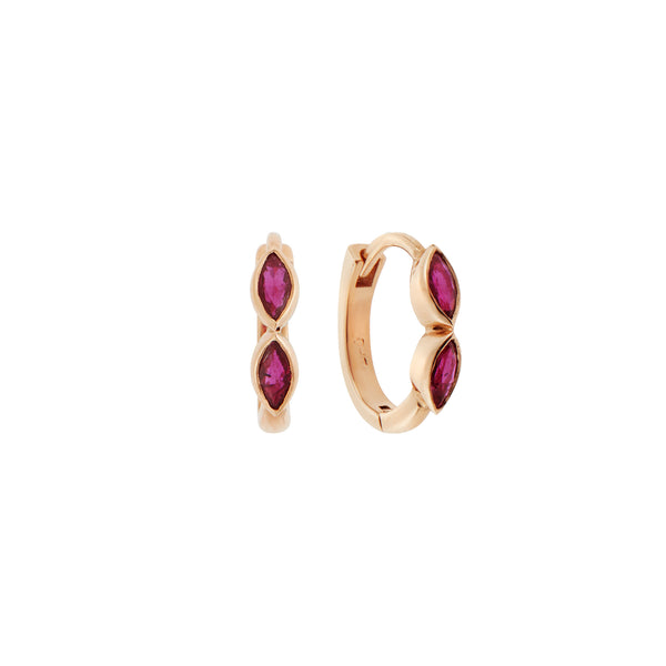 ileana makri Navette Ruby Mini Hoops P-RU