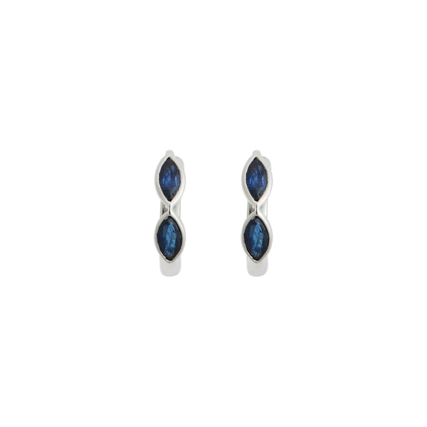 Ileana Makri Navette Sapphire Mini Hoops W-BS