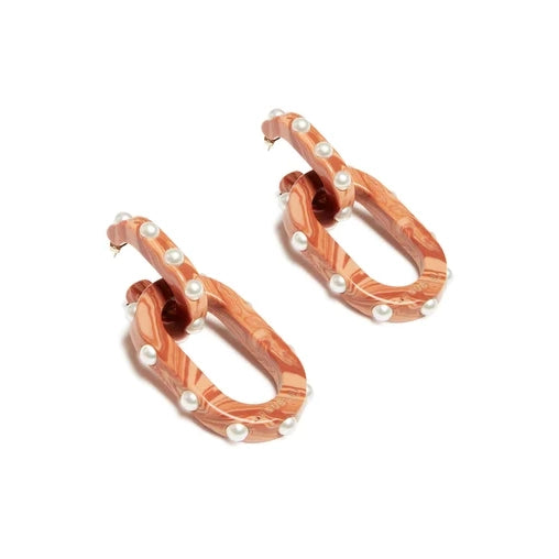 Ileana Makri Nefertiti Double Earrings Solid Pink