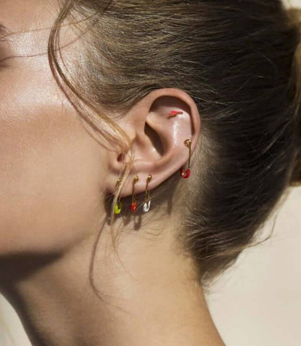 Ileana Makri Neon Green Enamel Safety Pin Earring