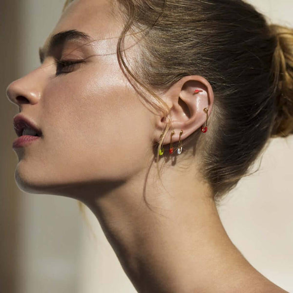 Ileana Makri Neon Pink Enamel Safety Pin Earring