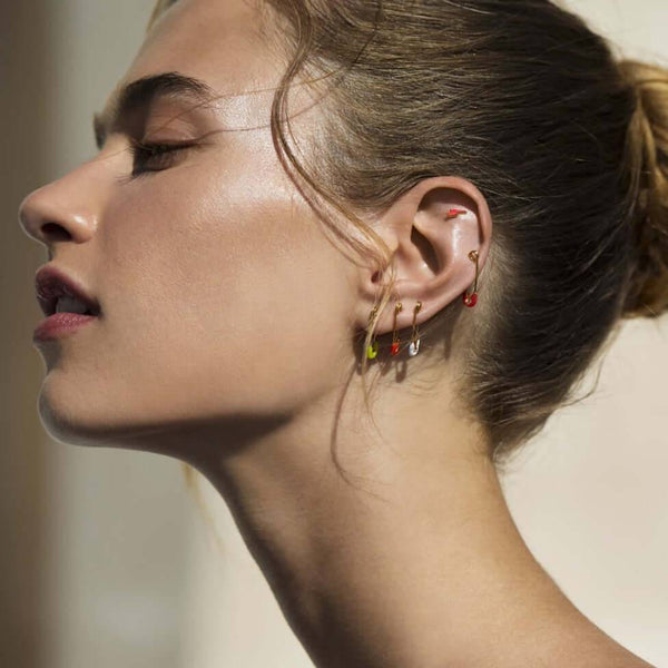 Ileana Makri Neon White Enamel Safety Pin Earring