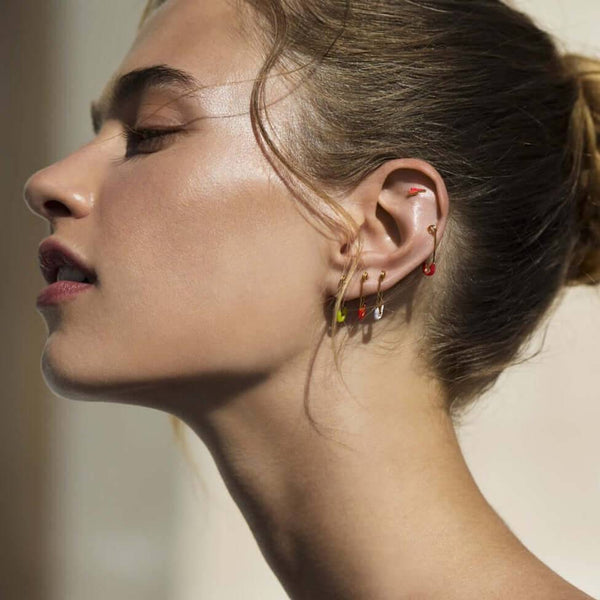 Ileana Makri Neon Yellow Enamel Safety Pin Earring