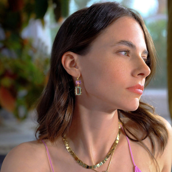 Ileana Makri Oblong Crown Green & Pink Amethyst