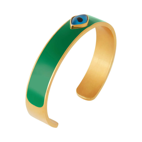 Ileana Makri Oval Eye Green Enamel Cuff