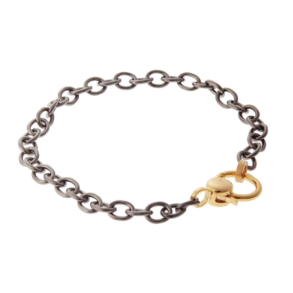 Ileana Makri Peace Charm Gold Lock Chain Bracelet
