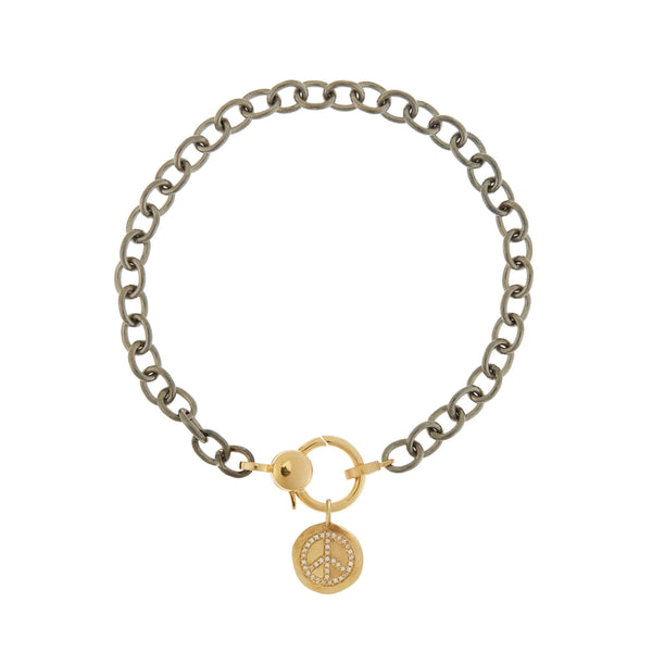 ileana makri Peace Charm Gold Lock Chain Bracelet