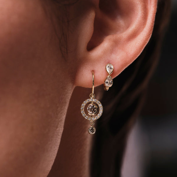 Ileana Makri Pear Diamond Huggie Hoops Y-D