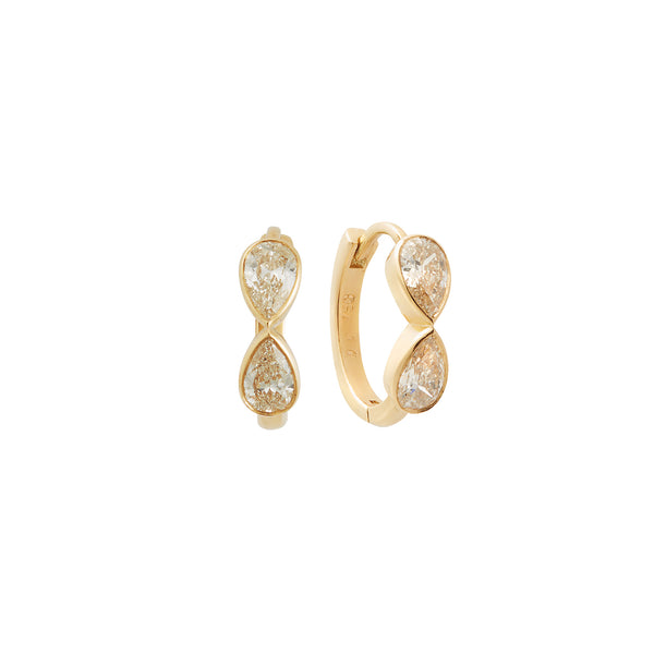 ileana makri Pear Diamond Huggie Hoops Y-D