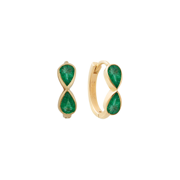 ileana makri Pear Emerald Huggie Hoops Y-Em