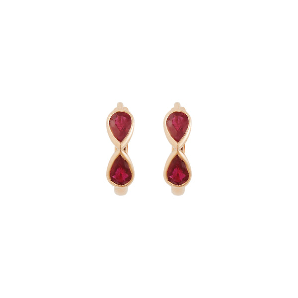 Ileana Makri Pear Ruby Huggie Hoops P-RU
