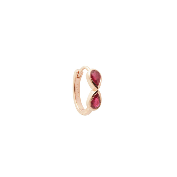 Ileana Makri Pear Ruby Huggie Hoops P-RU