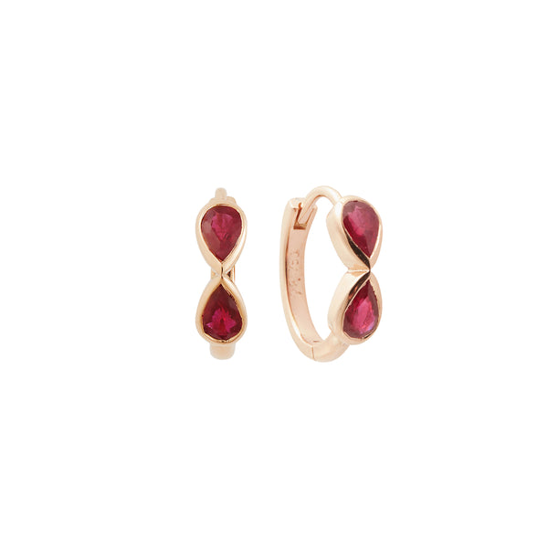 ileana makri Pear Ruby Huggie Hoops P-RU