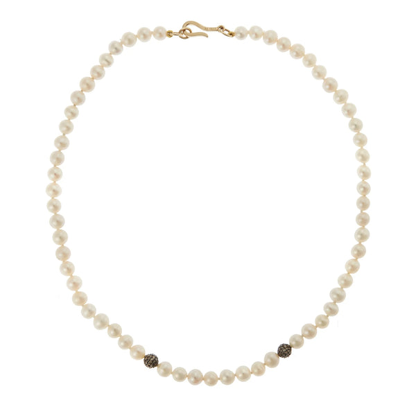 Ileana Makri Pearl Diamond Ball Necklace (43cm)