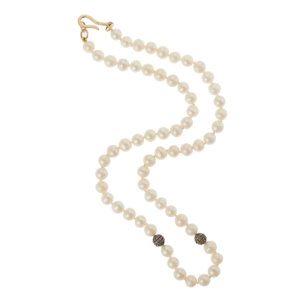 ileana makri Pearl Diamond Ball Necklace (43cm)