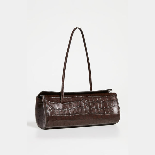 Ileana Makri Pencil Case Bag Croc Embossed Brown