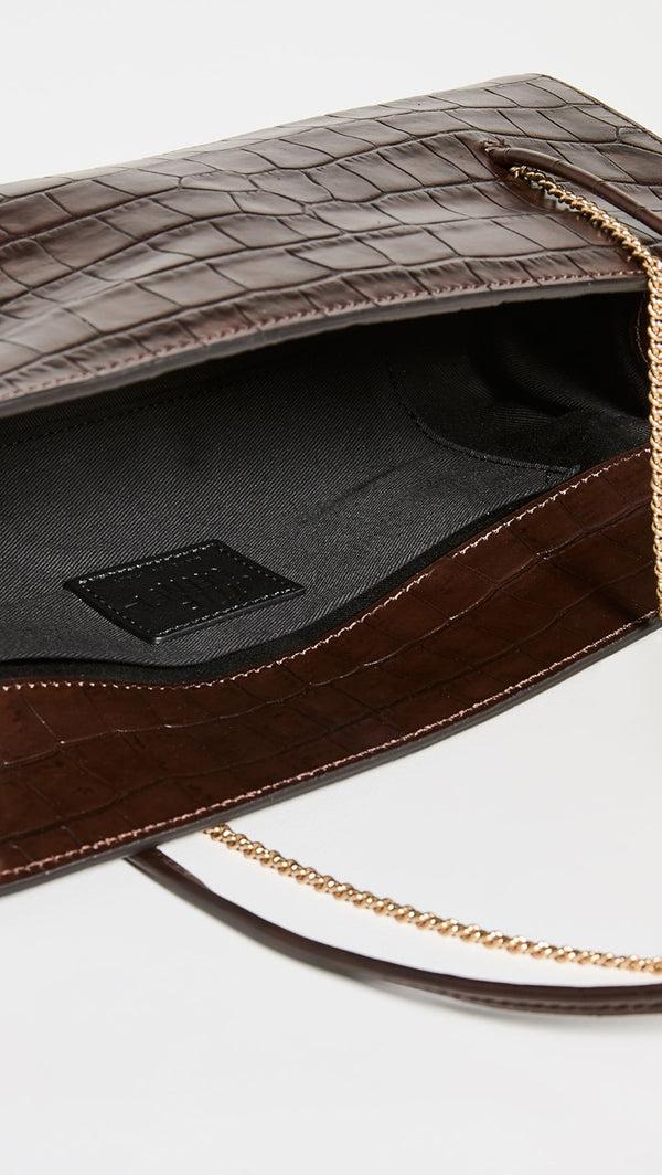 Ileana Makri Pencil Case Bag Croc Embossed Brown