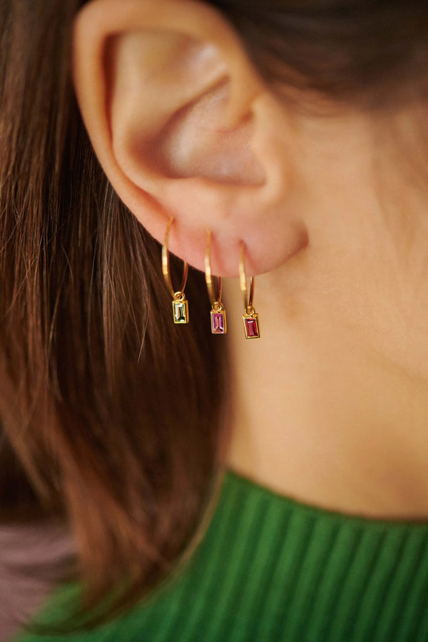 Ileana Makri Pink Baguette Sapphire Hoops