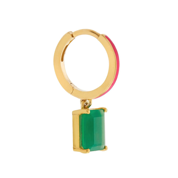 Ileana Makri Pink Enamel Green Agate Hoops