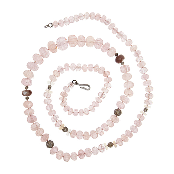Ileana Makri Pink Morganite Beaded Necklace (90cm)