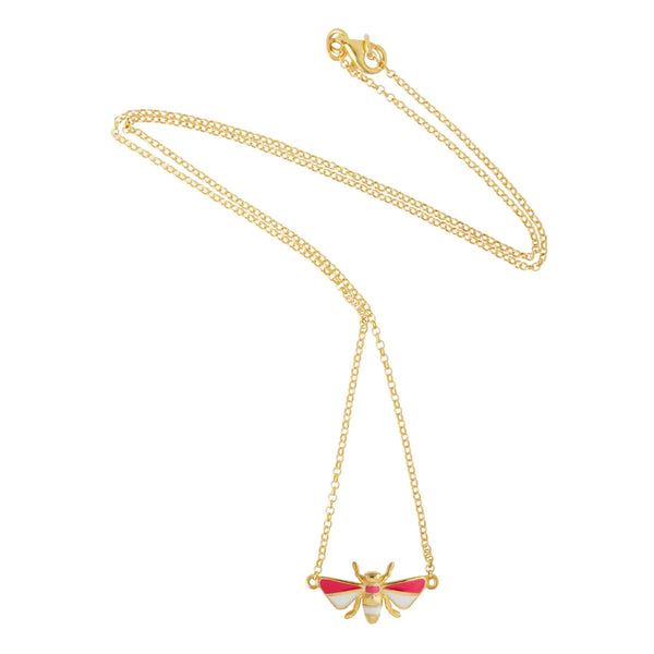 Ileana Makri Pink & White Bee Necklace