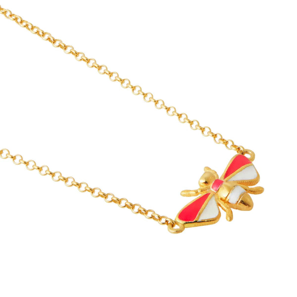 Ileana Makri Pink & White Bee Necklace