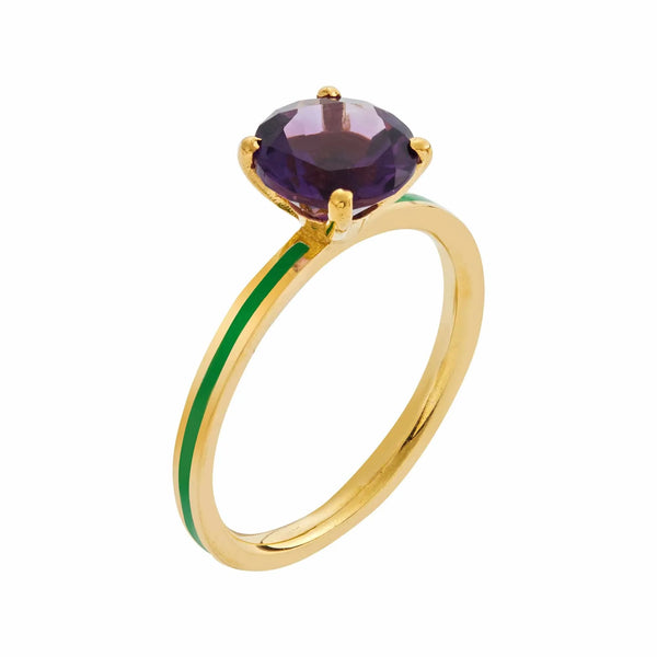 Ileana Makri Purple Amethyst Enamel Slim Band