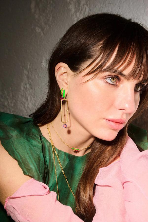 Ileana Makri Purple Amethyst Long Bar Earrings