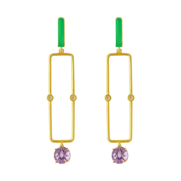 ileana makri Purple Amethyst Long Bar Earrings