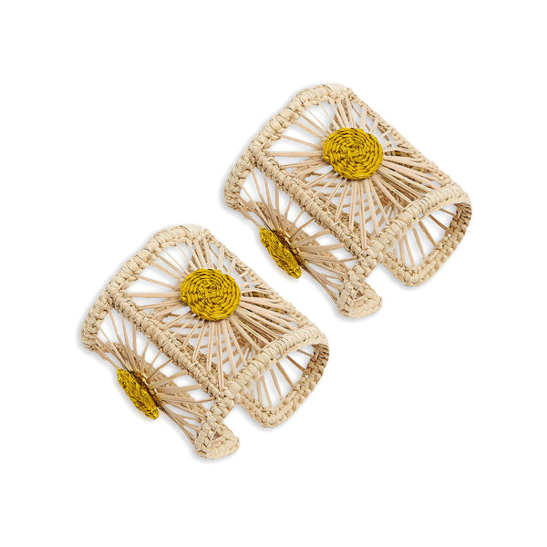 Ileana Makri Raffia Napkin Rings Yellow (Set Of 2)