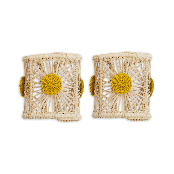 ileana makri Raffia Napkin Rings Yellow (Set Of 2)