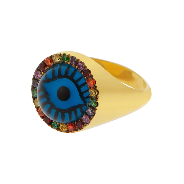 ileana makri Rainbow Evil Eye Chevalier Ring