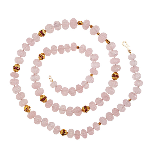 Ileana Makri Rose Quartz Beaded Necklace 211 (87cm)