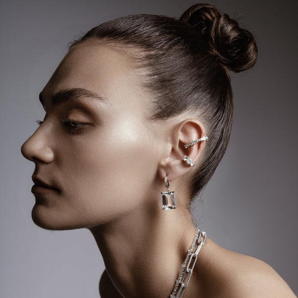 Ileana Makri Royal Crown White Topaz Hoops