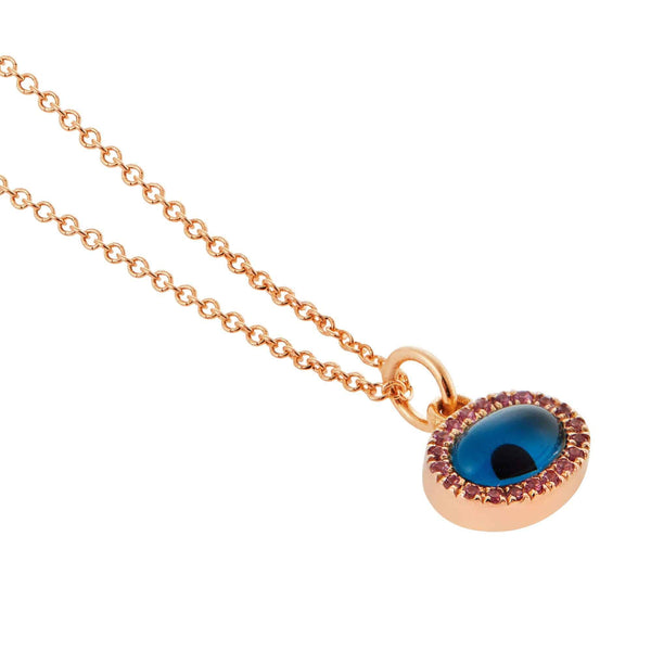 Ileana Makri Sapphire Rose Mini Oval Eye Pendant