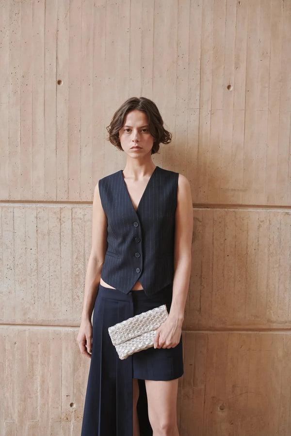 Ileana Makri Seashell Clutch Silver
