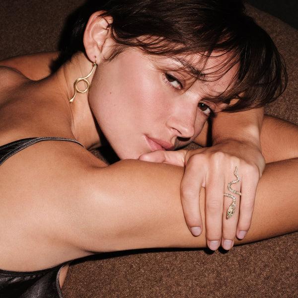 Ileana Makri Serpent Loop Gold Earrings Y-Em-D