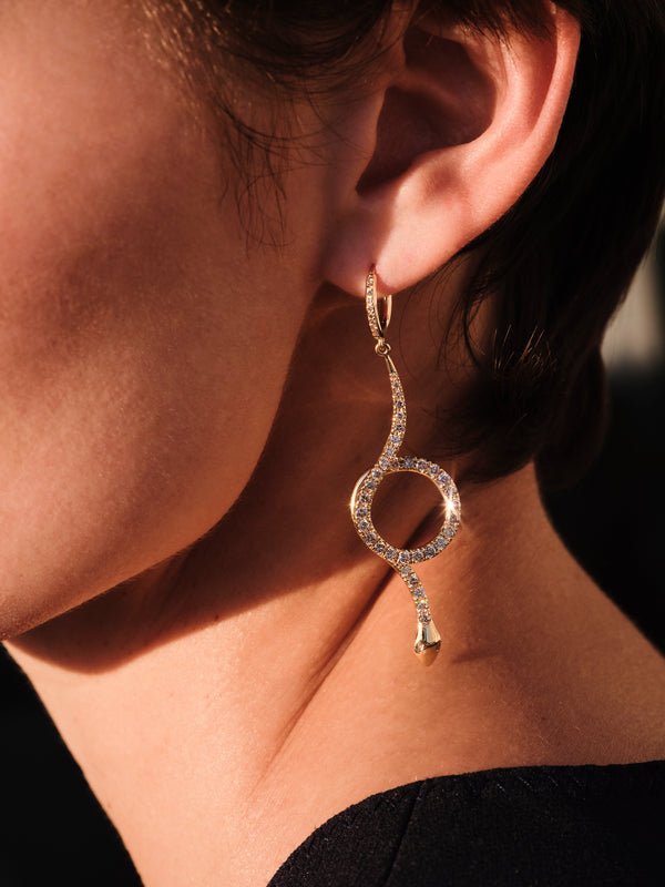 Ileana Makri Serpent Loop Pavé Earrings Y-CHD-D
