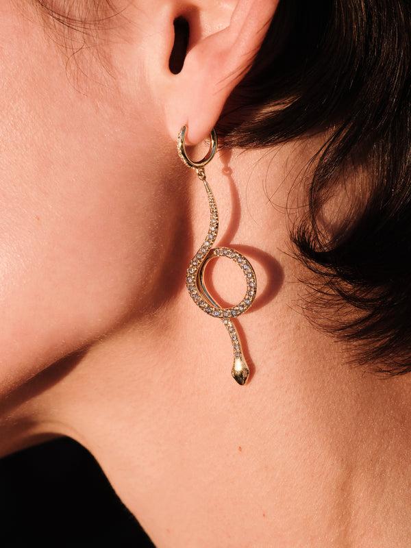 Ileana Makri Serpent Loop Pavé Earrings Y-CHD-D