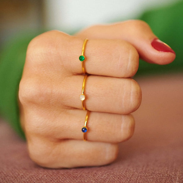 Ileana Makri Single Green Agate Ring