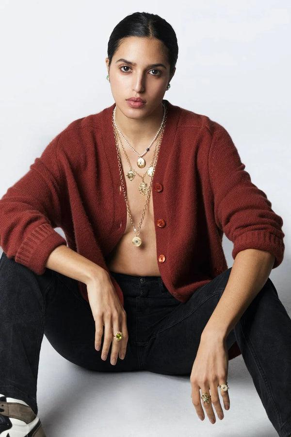 Ileana Makri Six Point Star Pearl Necklace (40cm)