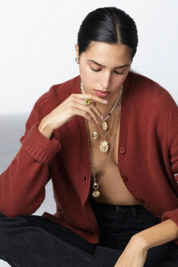 Ileana Makri Six Point Star Pearl Necklace (40cm)